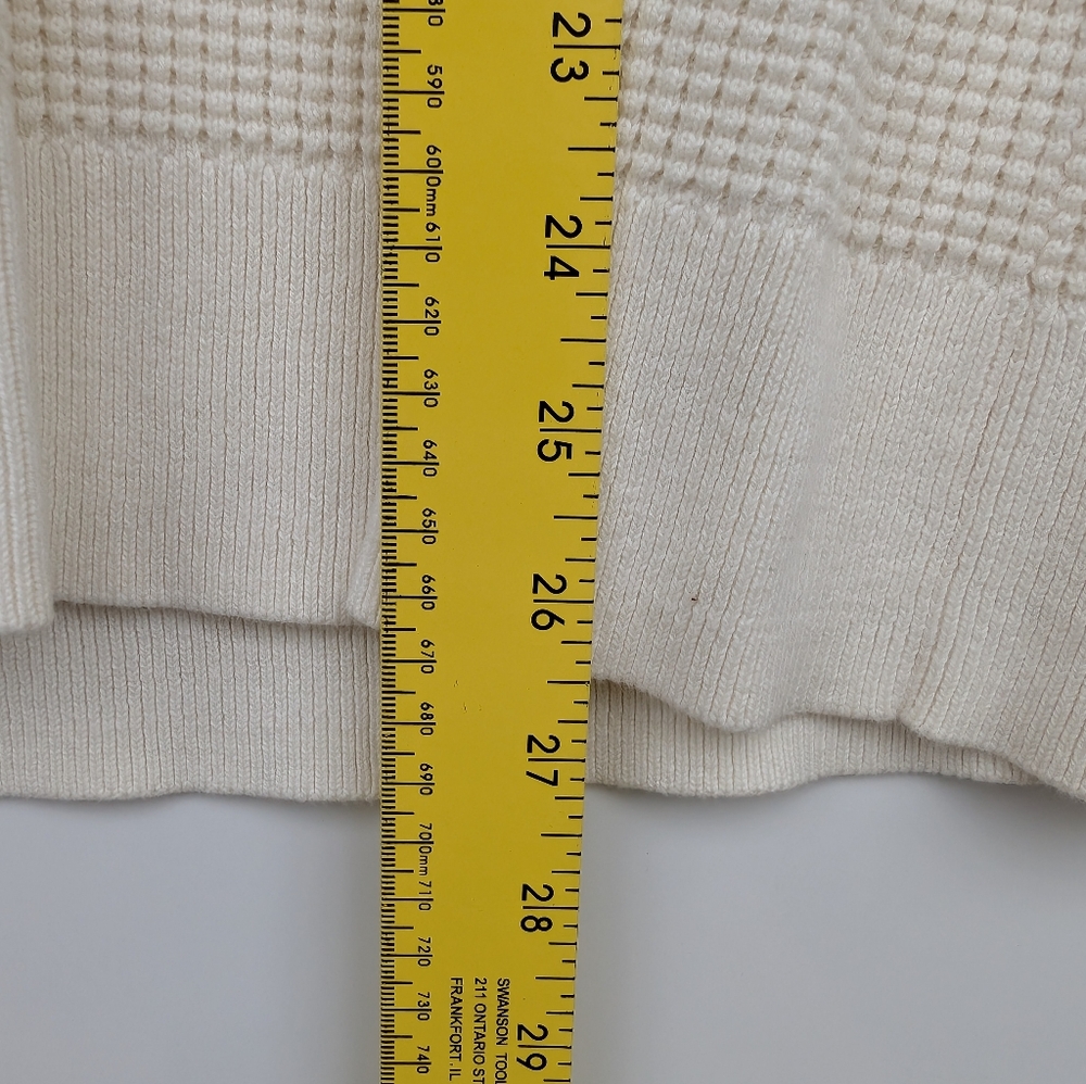 L.L.Bean Cotton Waffle Knit Sweater Cream Black Stripe – Women’s M - Picture 8 of 9